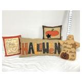(4) Handmade Decorative Halloween Throw Pillows