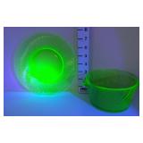 Uranium Glass Plate & Spiral Tub