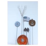 (5) Holiday Garden Stakes & Rim Yard Art