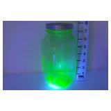 Uranium Glass Jar - Lid Sits Loose On Top