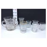 (7) Clear Glass Spooner & Toothpick Holders