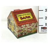 3 Little Pigs Tin Litho Bank J. Chein