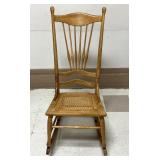 Oak Rocker w/Cane Seat & Spindle Back