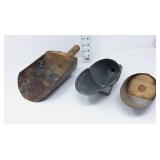 (3) Wood & Metal Scoops