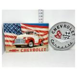 (2) Metal Corvette Signs - (1) Porcelain Enameled