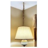 Vtg MCM Style White & Brass Hanging Lamp