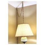 Vtg MCM Style White & Brass Hanging Lamp