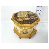 Hinged Octagon Trinket Box w/ Indian Royalty
