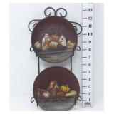 (2) Decorative Fall Plates in Display Rack