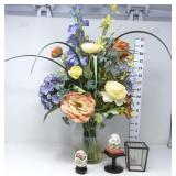 Floral Arrangement & (2) Painted Eggs w/Florals &