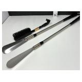 Vintage No Bend Shoe Horns & Fabric Brush
