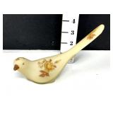 Vtg Fenton Satin Custard Glass - Bird of Happiness
