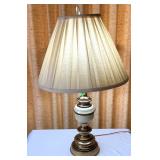 Table Lamp Brass & Cream w/Beige Shade