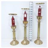Polished Brass Candle Holders w/Candles