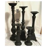 (5) Black Spindle Candle Holders