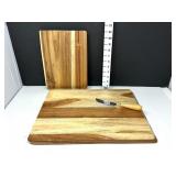 (2) Wooden Cutting Boards & Knife