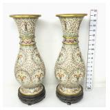 (2) Vtg Persian Style Cloisonneï¿½ Enamel Vases