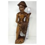 Vintage Hand Carved Balinese Fisherman Figure