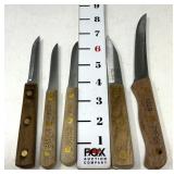 (5) Vintage Wooden Handled Chicago Cutlery Knives