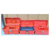 (3) Red Plastic Toolboxes w/Trays
