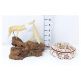 John Perry 1976 Whale Sculpture & Shell Trinket