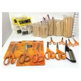 Fiskars Scissors, Wooden Sticks, & Shims