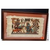 Framed King Tut & Wife Egyptian Papyrus Artwork