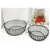 Decorative Fruit Plate & Stand and (2) Wire