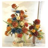 Marble & Crystal Vases w/ Fall Floral Arrangements