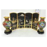 (2) Chinese Cloisonnï¿½ Vases & Japanese Etched