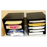 (2) Black Stacking File/Paper Holders & Contents
