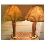 (2) Woven Wicker Base Lamps