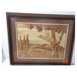 Handcrafted Marquetry/Plant Fiber Mosaic Big Cat