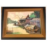 Oil Painting - Textured - Asian Fishing Village