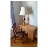 Desk, chair & lamp