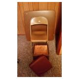 Card table, 1 folding chair, stool