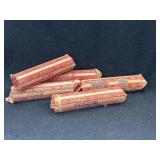 Group of 5 rolls of wheat cents