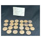 Group of 22 wheat cents 1910-1919 various dates