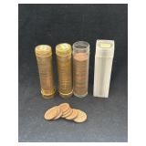 Four rolls of Canadian Pennies various years