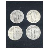 Group of 4 Standing Liberty silver quarters