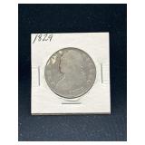 1829 Capped Bust silver half dollar
