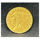 1909 gold quarter eagle 2 1/2 dollar coin