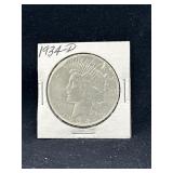1934 D silver Peace dollar