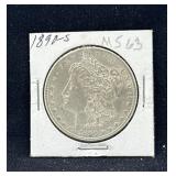 1890 S Morgan silver dollar