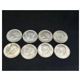 Group of 8 40% silver Kennedy half dollars