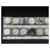 Group of 9 silver Washington quarters