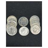 Group of 13 1959 silver Roosevelt dimes