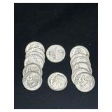 Group of 14 1960 silver Roosevelt dimes