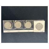 Group of 4 Walking Liberty silver half dollars