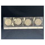 Group of 4 Walking Liberty silver half dollars